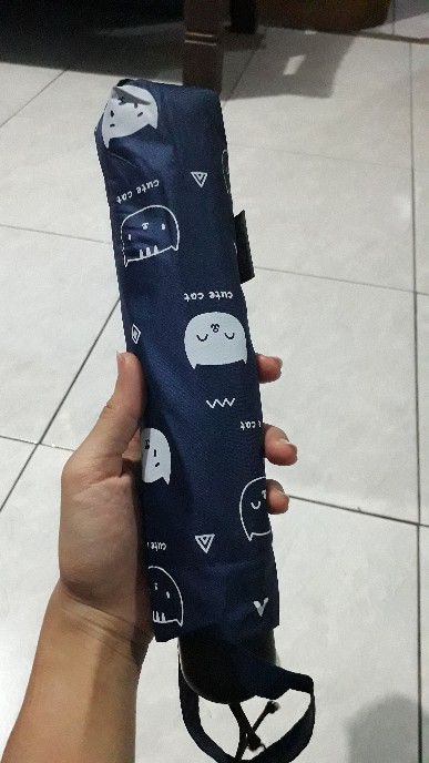 Payung Lipat 3 Muka Kucing / Lucu / Cantik / Lapis Hitam / Grc - A581