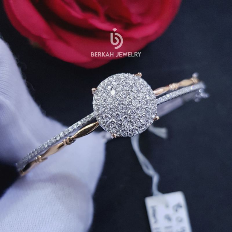 Gelang emas putih berlian asli 0,96 carat sertifikat natural diamond