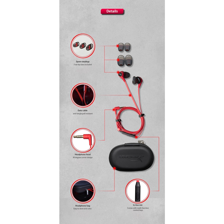 Hyperx Headset Gaming In-Ear Kabel Dengan Mic Untuk PC PS4 Switch Xbox one