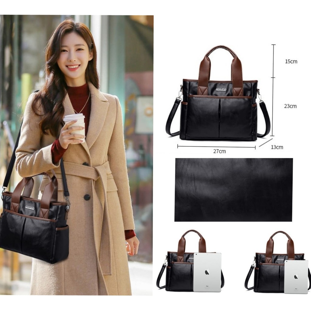 TAS SELEMPANG KULIT WANITA HITAM TA408B5 MORLEY IMPORT PREMIUM KOREA HANDBAG KULIAH KERJA SIMPLE ORI