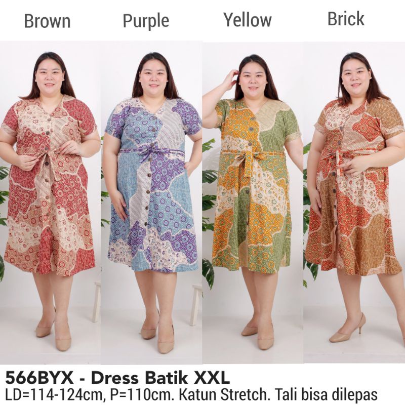 BIGSIZE DRESS BATIK MAYANG JUMBO XXL 566 TERUSAN KERJA KANTOR WANITA FASHION MURAH