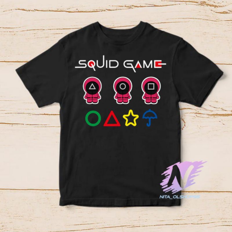 kaos anak squid game terbaru logo squid