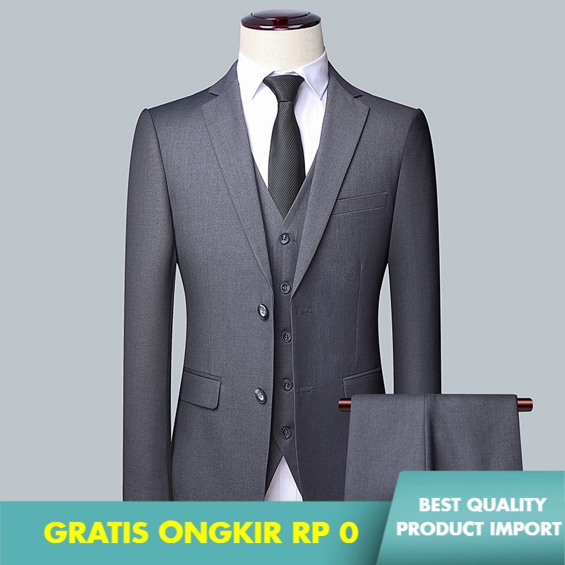 Jas Pria Setelan Jas Pria Pengantin Pria  Pria Pernikahan  Style Korea Slim Fit Profesional  Pengiri