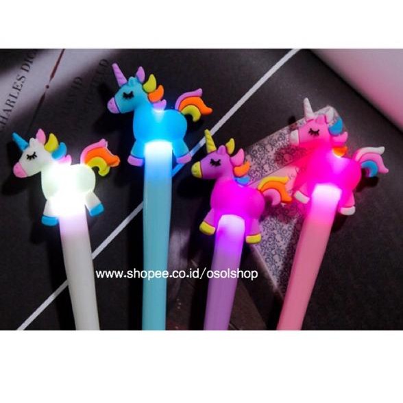 

Best Price 1 LUSIN Pulpen lampu Unicorn / bolpen bisa nyala kuda poni / pony LED gel pen Termurah..!