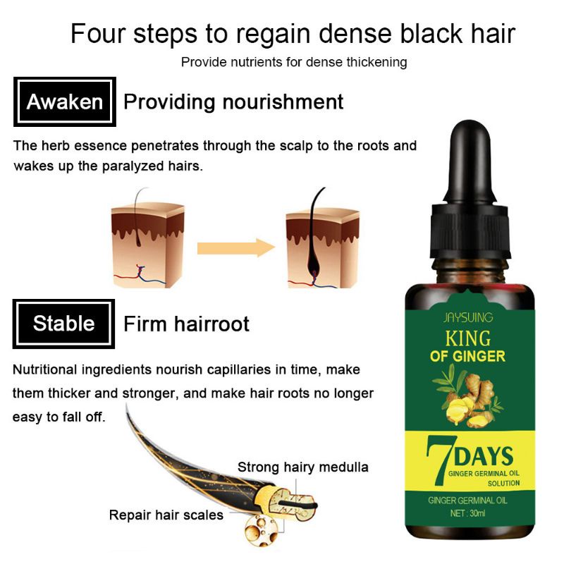 Serum Rambut 𝗞𝗶𝗻𝗴 𝗢𝗳 𝗚𝗶𝗻𝗴𝗲𝗿 𝟳𝗱𝗮𝘆𝘀 Grow Hair Serum 30ml Original