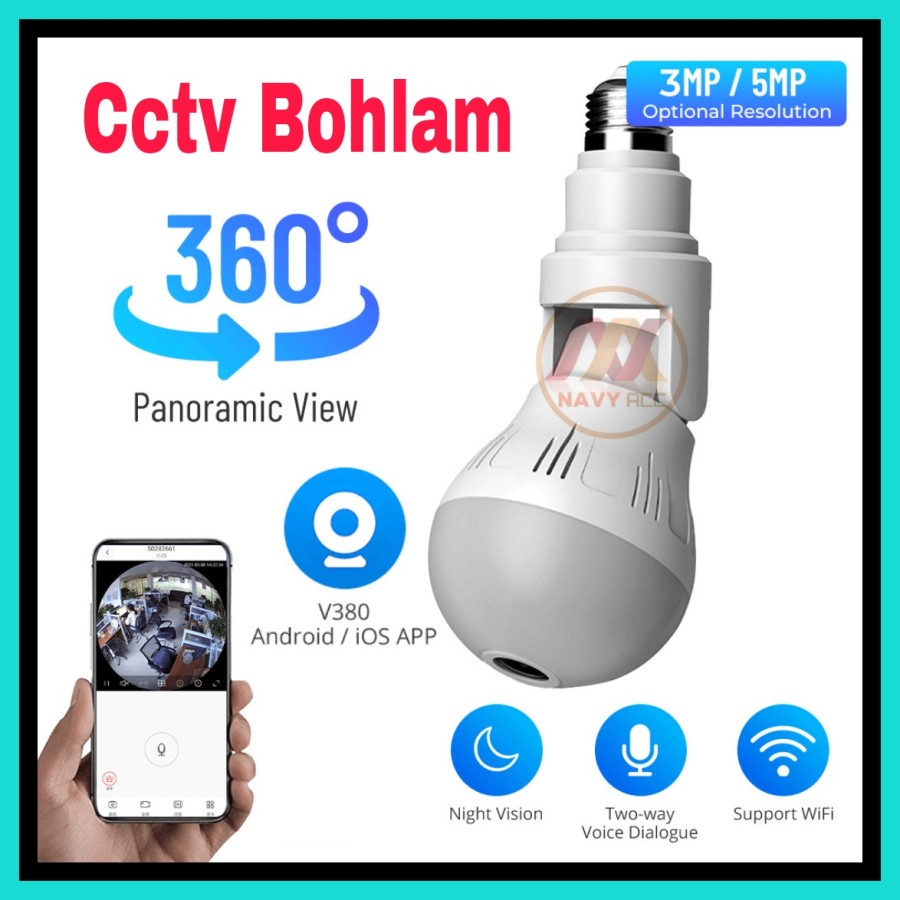 NA-Cctv Bohlam Lampu Wifi Hd 1080p Kamera Tekuk 180 Derajat V16 - BOHLAM V16