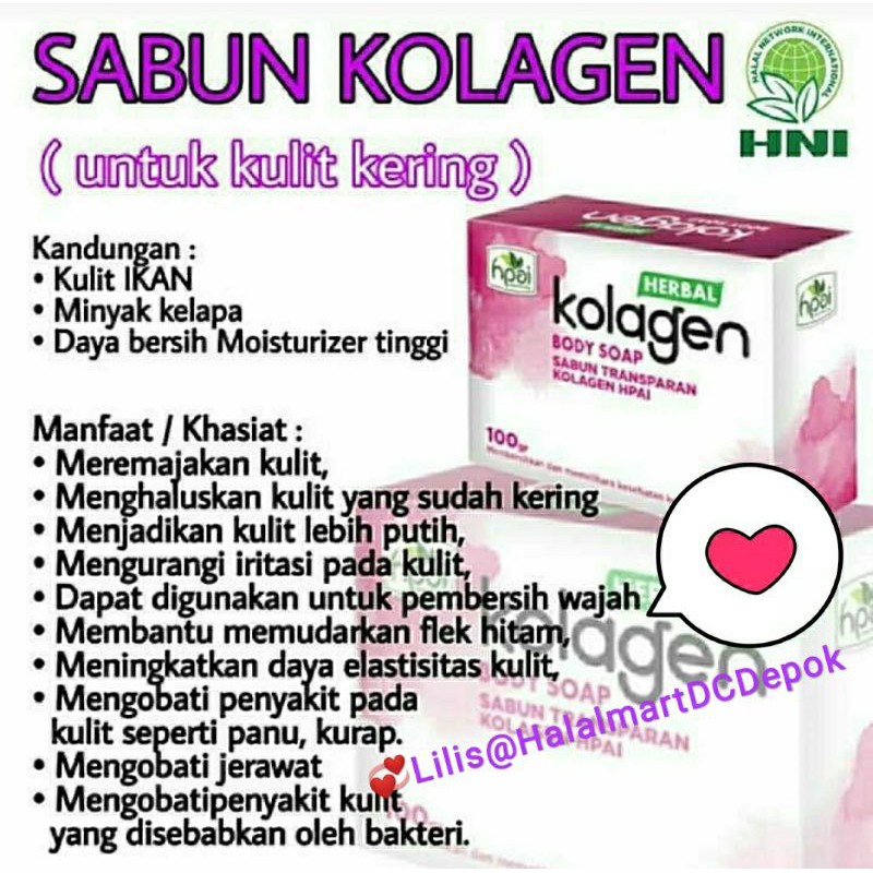 SABUN KOLAGEN HNI-HPAI / SABUN KECANTIKAN / SABUN MUKA / SABUN WAJAH / SABUN MANDI HERBAL
