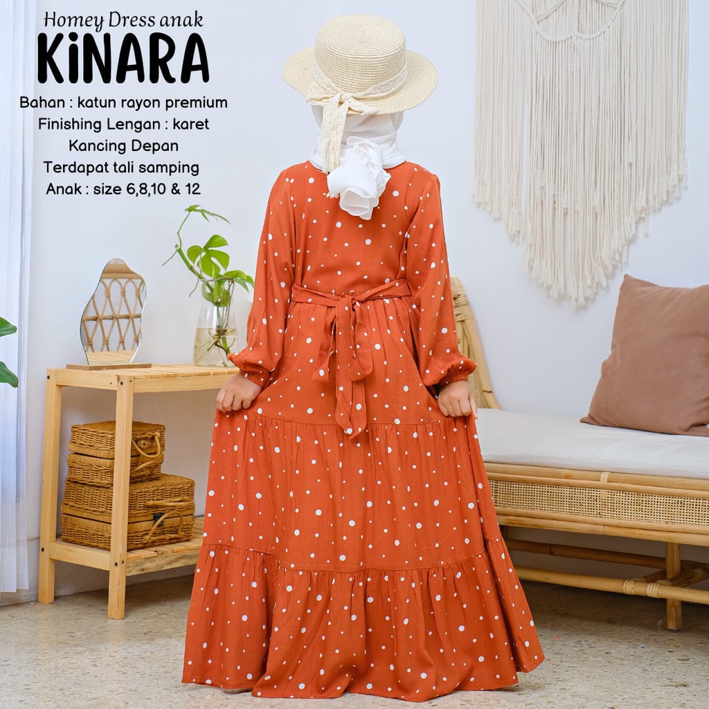 Gamis Anak Motif Polkadot Kinara Dress Muslimah Anak Usia 4-12tahun By BeautyOne Homey Dress Anak Motif Bahan Katun Rayon Premium Nyaman Dipakai | Bisa Cod