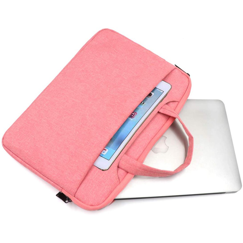 Tas Laptop 13 inch Macbook Softcase sleeve Pocket Handstrap Waterproof - pink