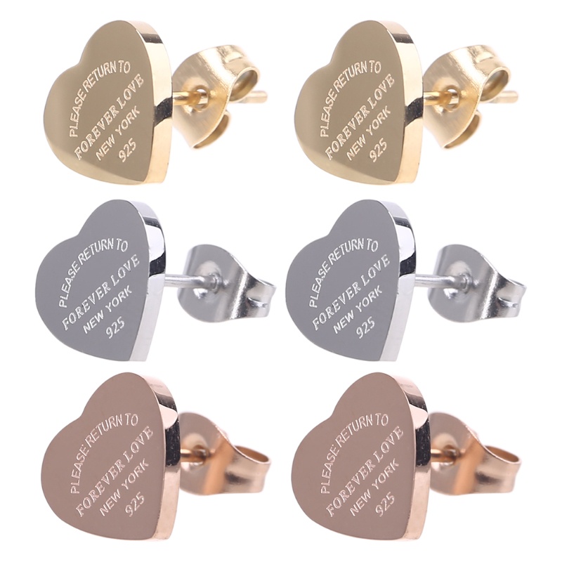 Siy Anting Tusuktindik Bahan Stainless Steel Desain Hatitulisan Forever Gaya Punk Untuk Hadiah