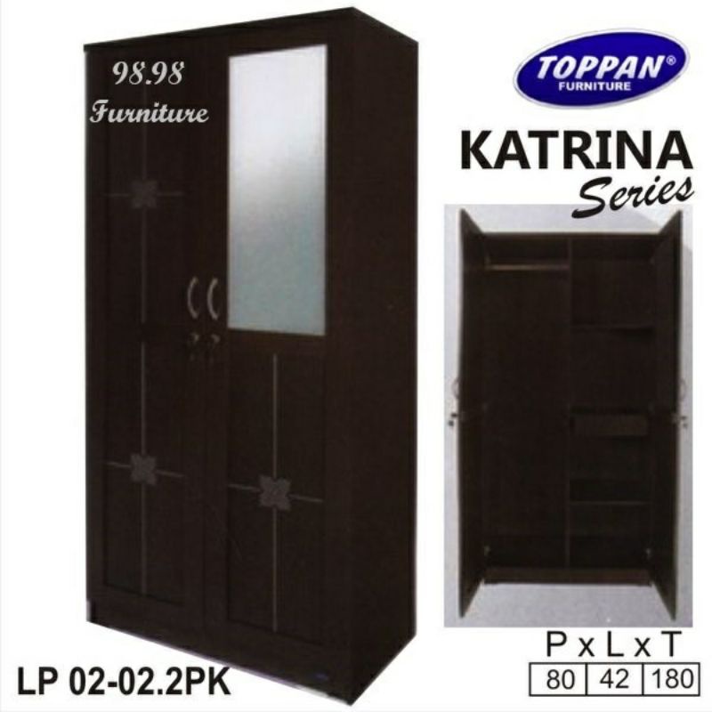 Lemari Pakaian 2 Pintu Katrina - Lemari Baju 2 Pintu Kaca Cermin - Medan