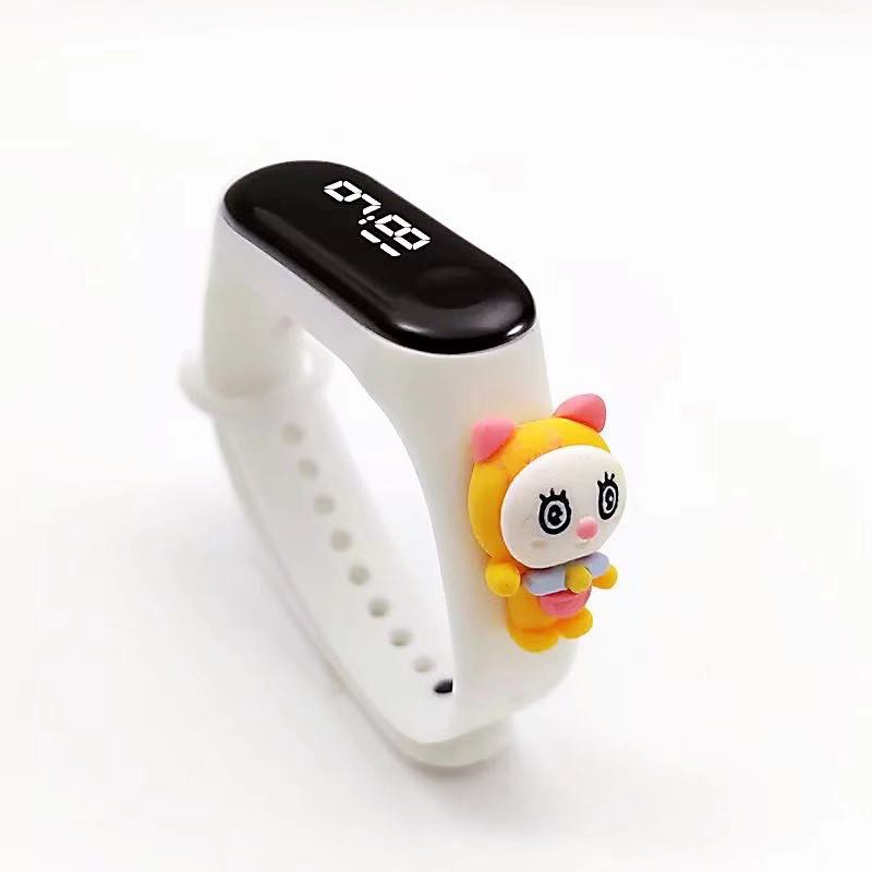Jam Tangan Elektronik Led Motif Kartun Mickey Pikachu Bahan Silikon Untuk Anak / Jam Tangan Karakter-38-5 #3 White Dorami