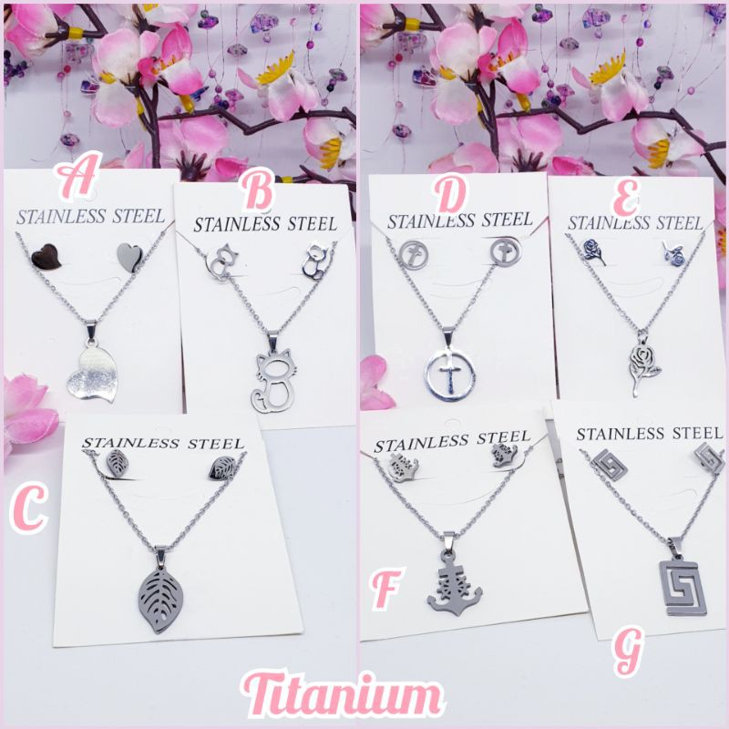 Set Kalung Titanium Silver Simple Anti Karat &amp; Alergi