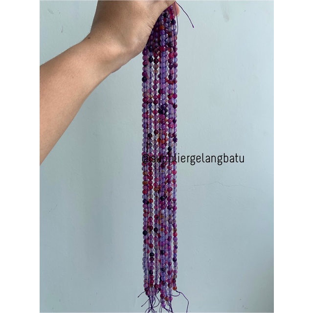 Batu manau purple AGATE 6mm ungu CUTTING natural bahan gelang kalung anting strap mask kerajinan tangan craft citayam fashion week etink vintage elegan bali manik crystal