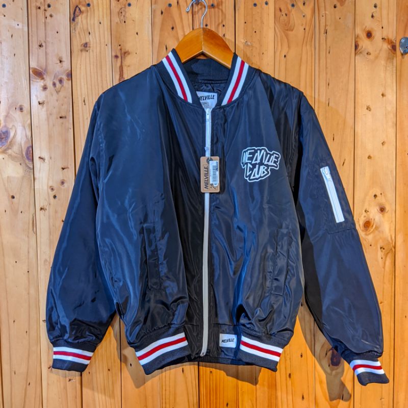 Jaket Bomber Varsity Black/ Jaket Pria/ Jaket Bomber Melville
