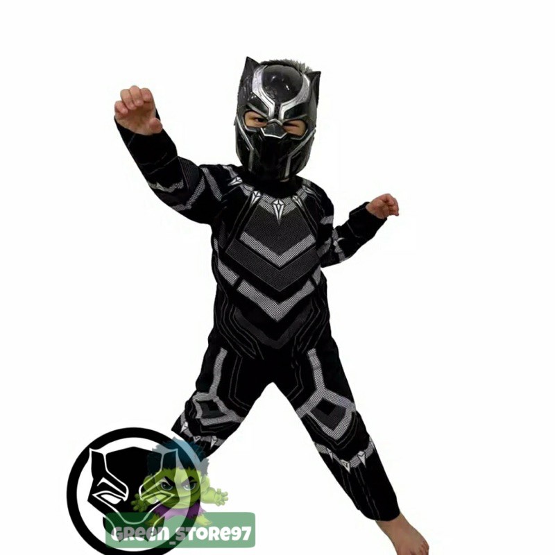 baju kostum anak blackphanter wakanda forever / baju superhero anak / kostum setelan lengan panjang