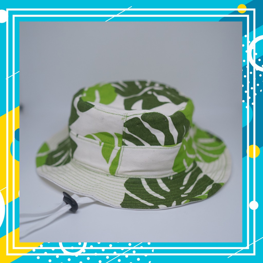 Topi Anak dan Balita / Rimba / Bucket / Motif Dedaunan / Berbagai Variasi / Dengan Tali / Kanvas-4