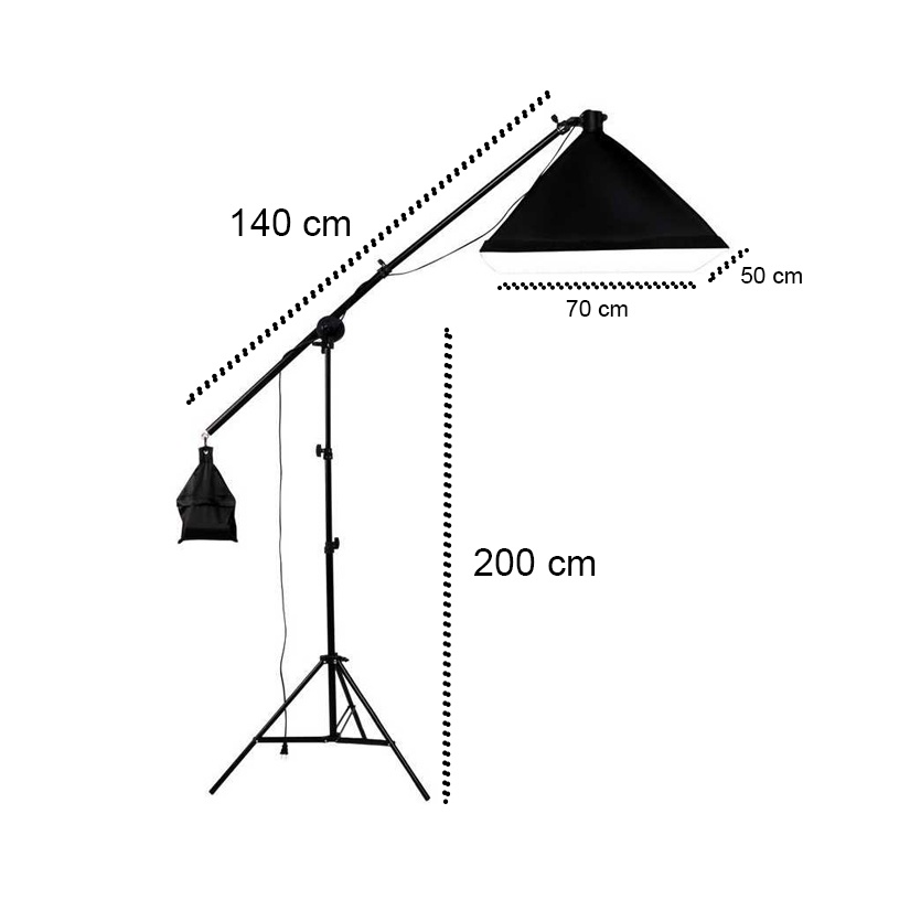 TaffSTUDIO Payung Softbox Reflektor Boom Arm Studio 50x70cm dengan Bohlam 45W - SH-RGX-01 - Black