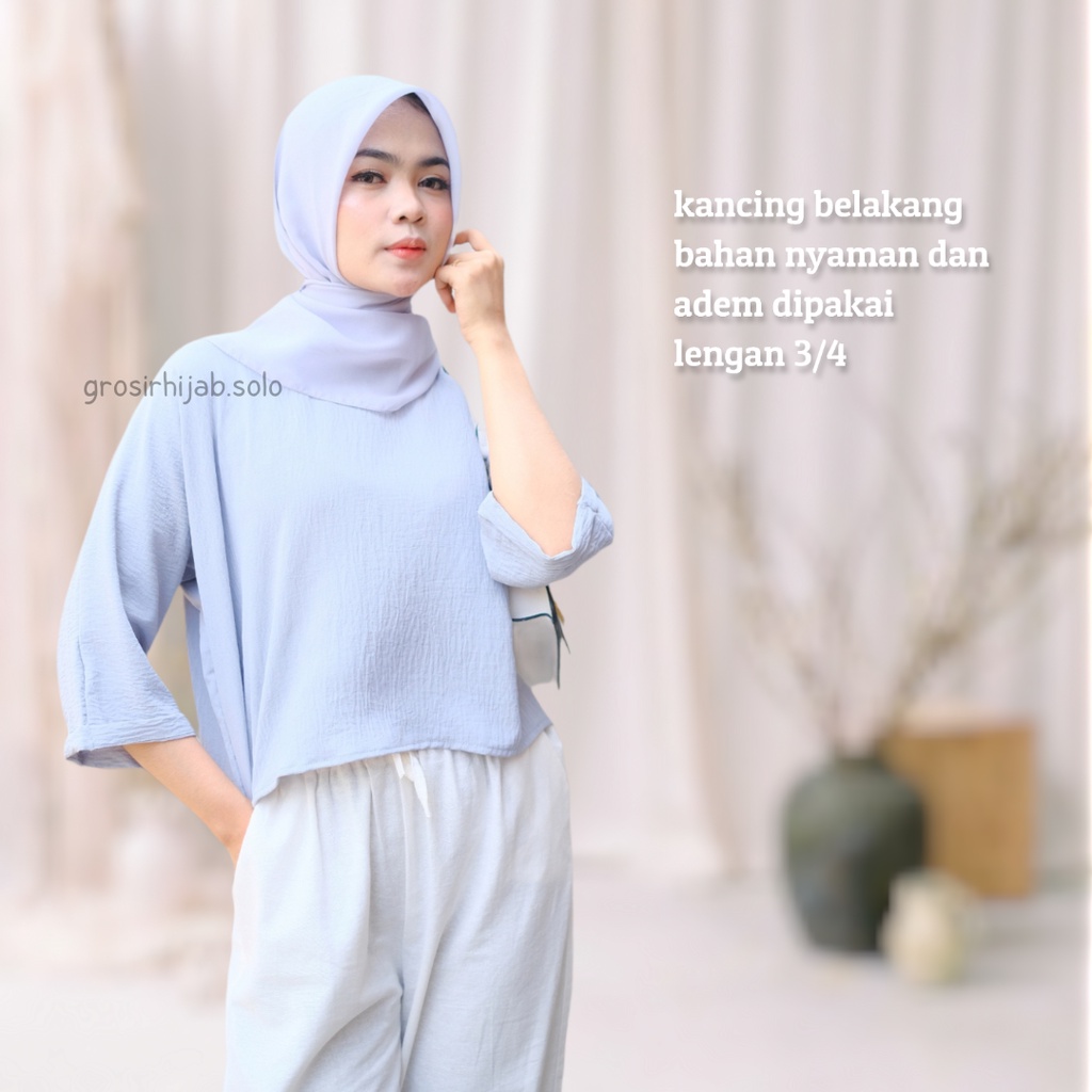 (AMD) BLOUSE BRILIAN KEMEJA CROP OVERSIZE AIRFLOW ATASAN WANITA