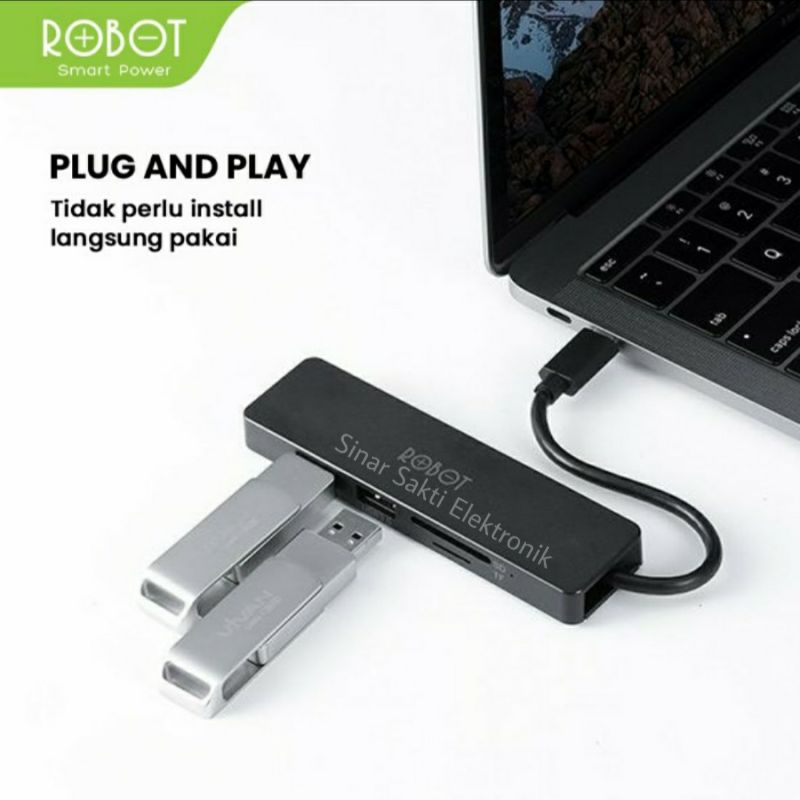 Robot USB C HUB 5 in 1 Type C Card Reader Multiport Adapter Macbook Ipad Pro 4k HDMI Malang