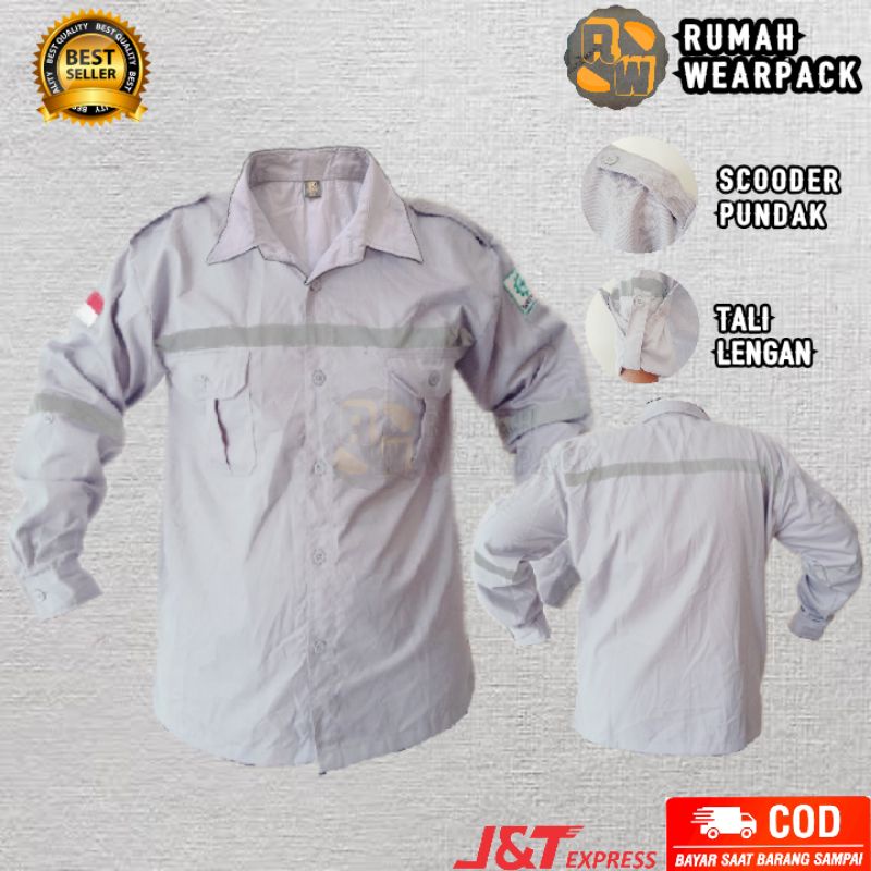 Kemeja PDL Safety Baju PDL Wearpack PDL Kancing Atasan Lengan Panjang Warna Abu Muda