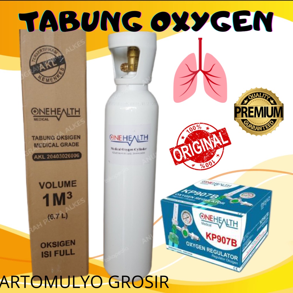 Onehealth Tabung Oksigen Medical Oxygen Cylinder 6.7L 1m³ Regulator Oksigen Onehealth KP905