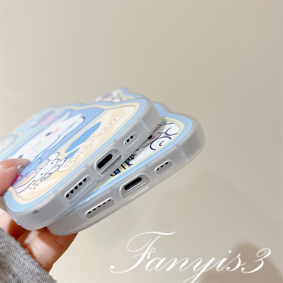 Redmi 12C A1 10C 10A 10 9 9A 9C 9T Note 11 Pro+ 11s 11 10s 10 9s 9 8 Pro Xiaomi Poco X4Pro X3 Pro X3NFC M4 F3 Mi 11 Lite 10TPro Cute White Rabbit Wavy Edge Phone Case TPU Soft Cover