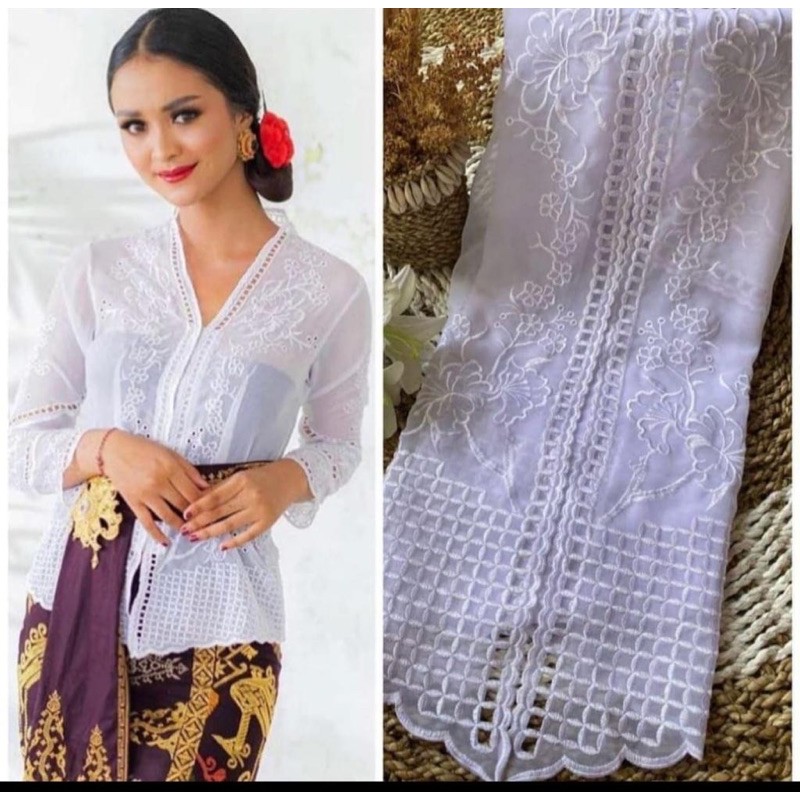 Kain Kebaya Bordir Putih 2 Motif