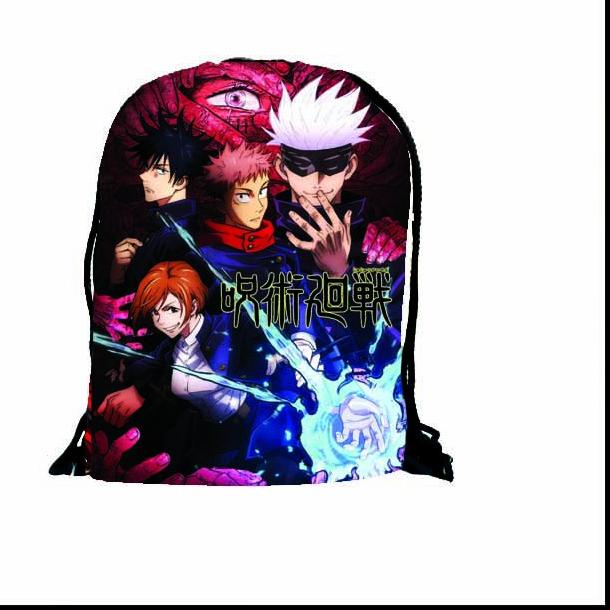 ❀ Stringbag Tas Serut Ransel ANIME Backpack Tahan Air Jujutsu Kaisen Kanji Yuuji Sukuna Gojo FULLCOL