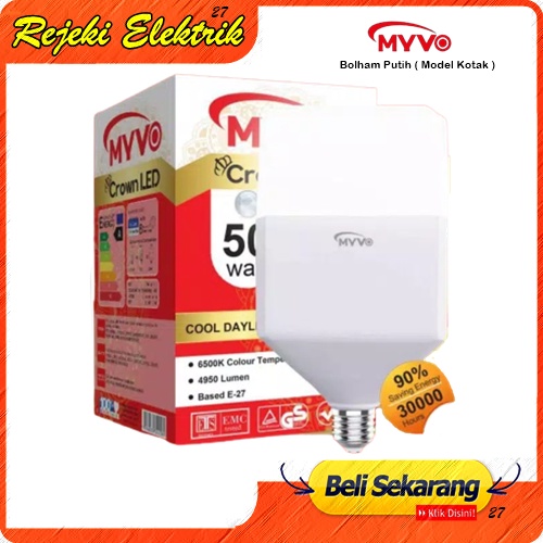 Lampu Led Crown Bohlam Cahaya Putih - Garansi 1 Tahun Myvo - Model Kotak TERBARU