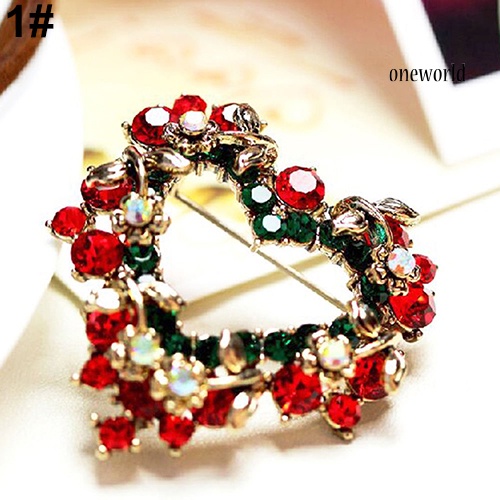 OW@ Wedding Party Christmas Lovely Gift Jewelry Rhinestone Enamel Alloy Brooch Pin