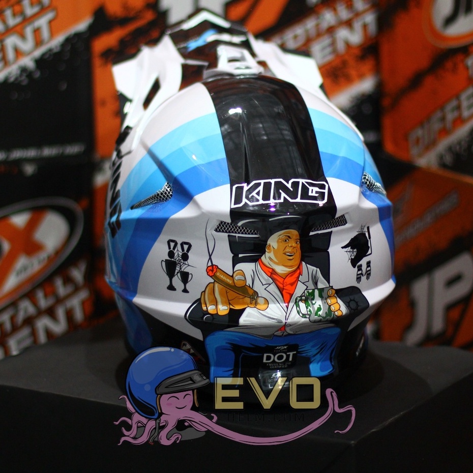 HELM JPX CROSS_FOX1 SERI X37 - PEARL WHITE GLOSS + GOOGLE SNAIL (ONGKIR 2 KG) HELM JPX TERBARU