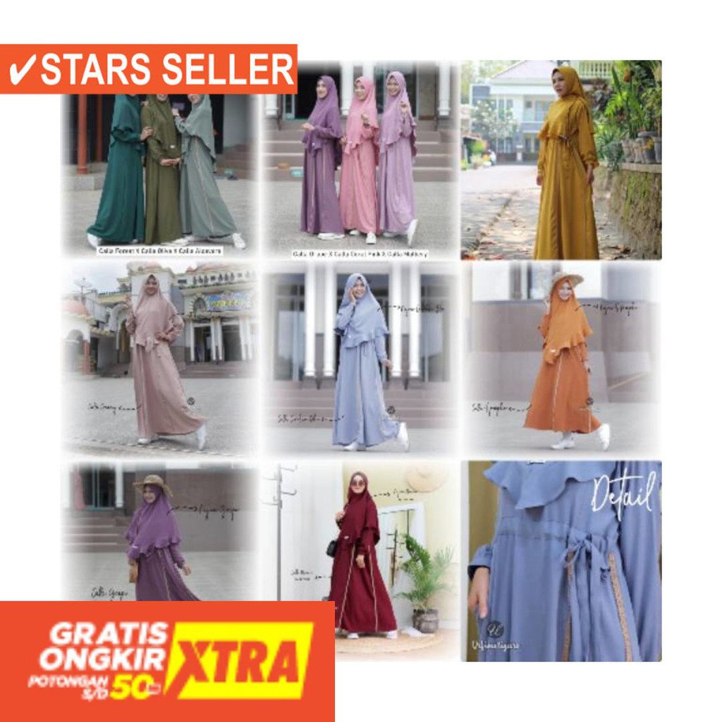 BAJU MUSLIM TERKINI TERBARU WANITA MURAH CEWE ASLI / CALLA DRESS SERI 2  BY URFIMUTIYARO/ gamis