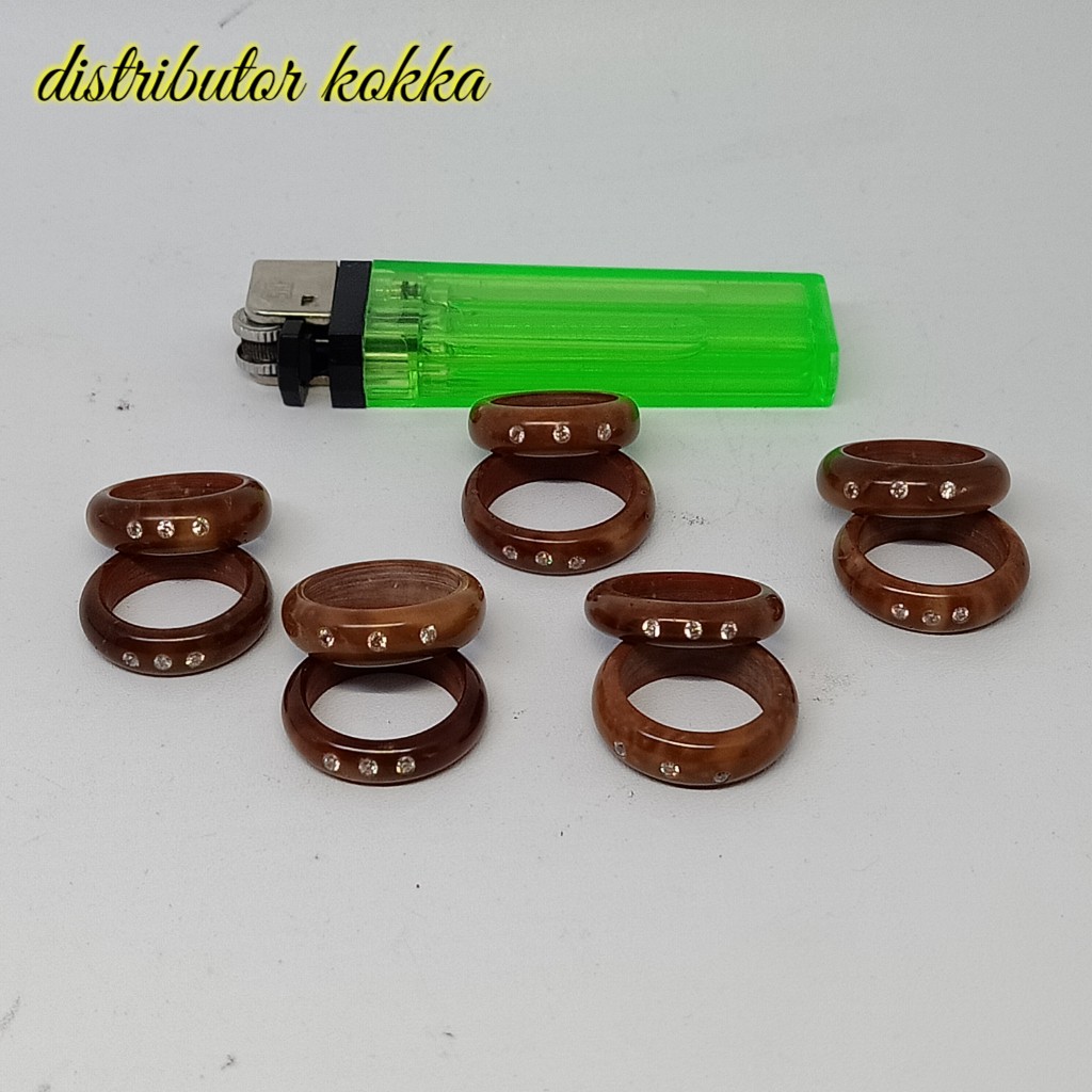 ( SUPER MURAH ) Grosir 10 cincin kokka kaukah kaokah fukakah koka bulat polos mata 3 coklat
