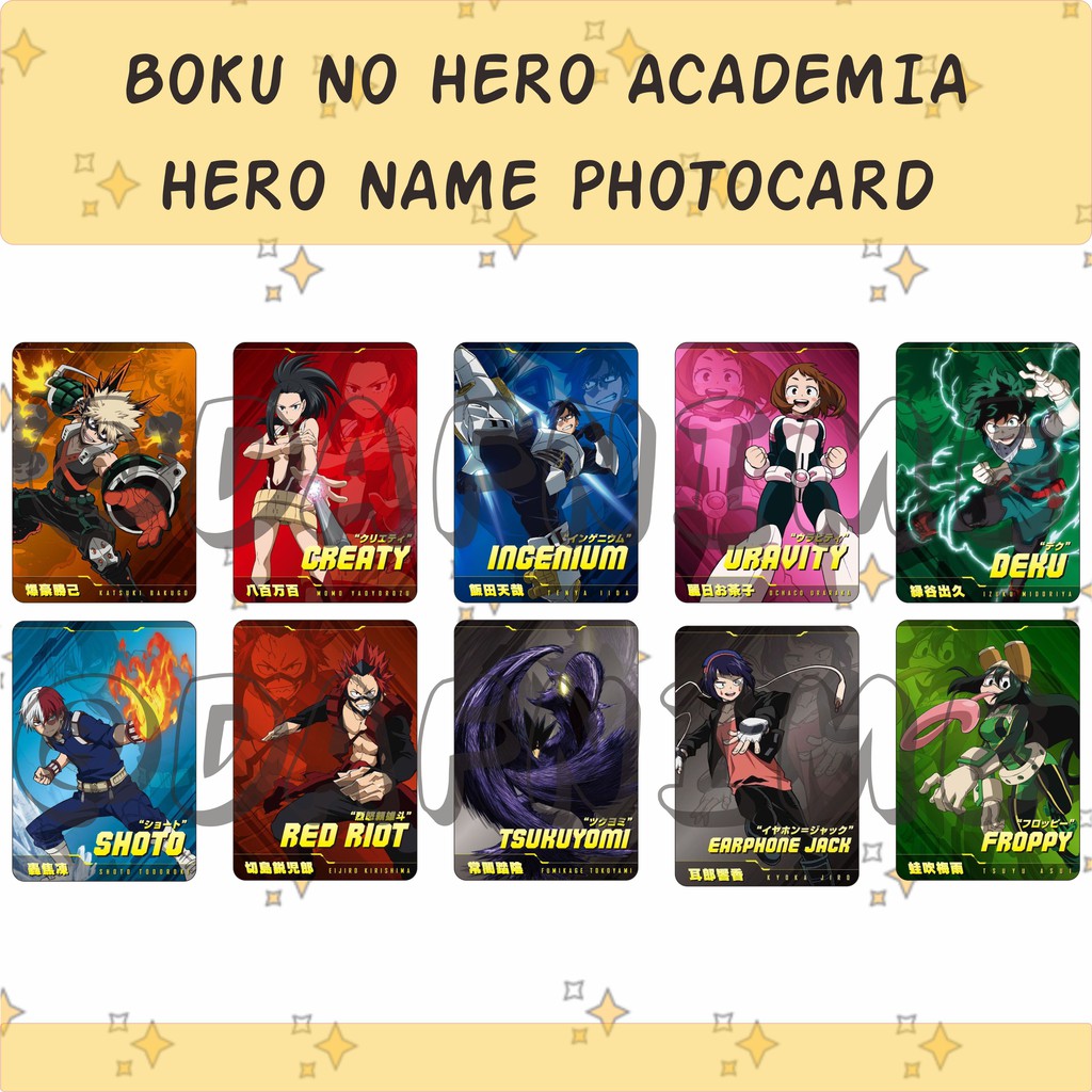 PHOTOCARD ANIME BOKU NO HERO ACADEMIA HERO NAME EDITION