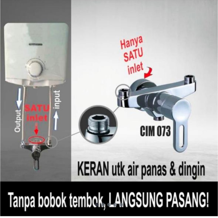 Kran Shower Panas Dingin Cello CIM 073 Khusus Water Heater Tanpa Bobok