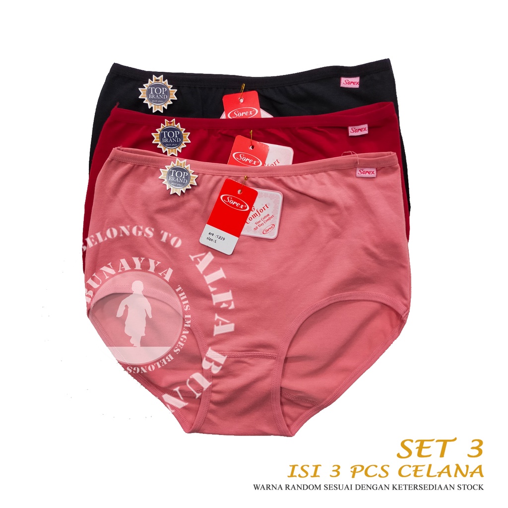 3 Pcs Celana Dalam Wanita SOREX 1229 - CD Underwear - Soft And Comfort - Pakaian Dalam Wanita Katun Cotton