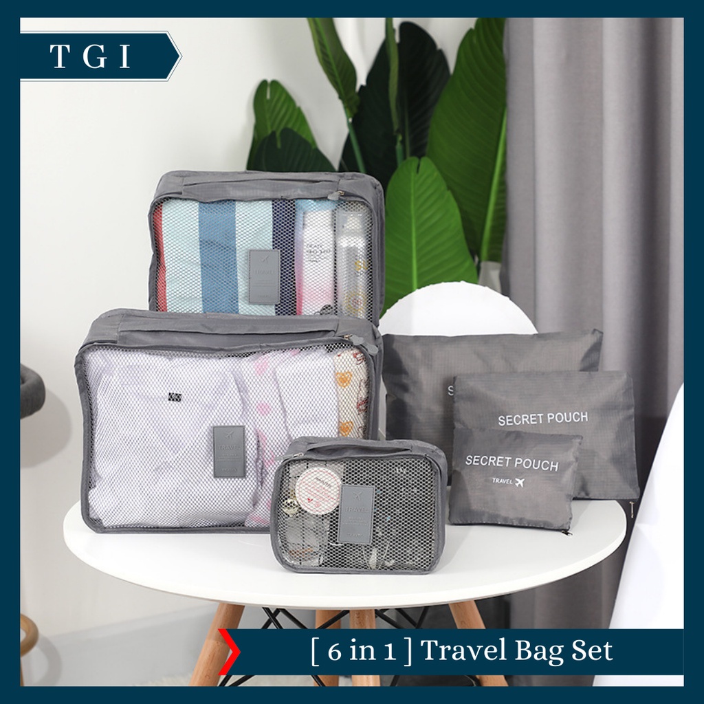 TGI - [6 IN 1]  TAS TRAVEL BAG | TAS ORGANIZER BAG | TRAVELLING ORGANIZER BAG MOTIF WARNA | TRAVEL BAG ORGANIZER