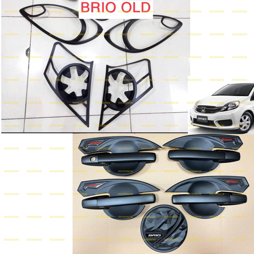 Paket Garnish Depan Belakang Outer Handle Tank Cover Brio 2012 2016 2018 2022 UP Hitam