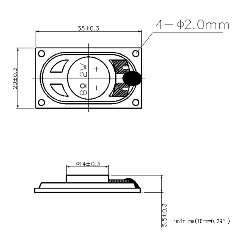 Btsg Loudspeaker XXHDZ-2035 Untuk TV LCD Speaker 8Ohm 2W Bentuk Persegi Panjang 3520 35x20mm