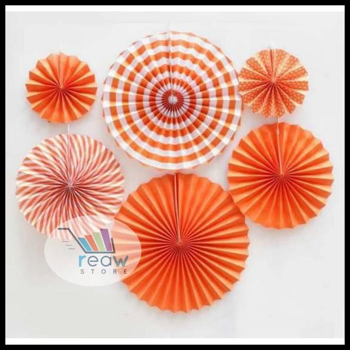 

Produk Unggulan Paperfan / Paper Fan Flower Orange / Kertas Bunga Oren Set 6 In 1