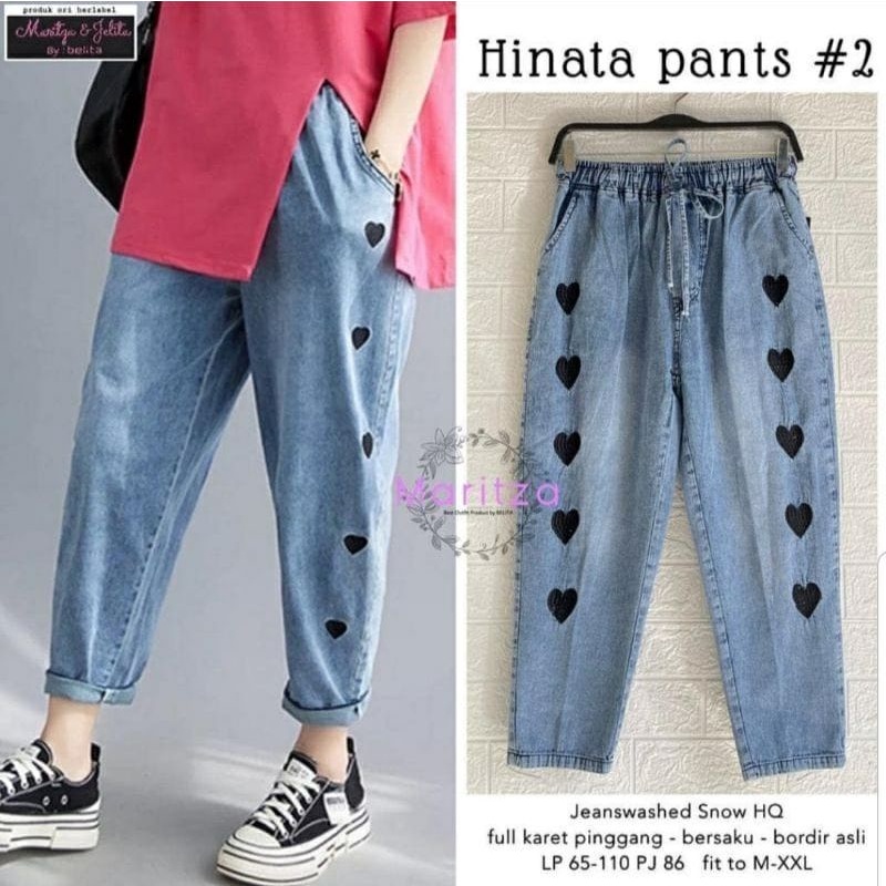 LOVE PANTS / LOVATA  BOYFRIEND JEANS BORDIR LOVELY PANTS