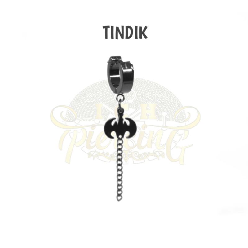 [TERBARU] Anting tindik dan jepit Model BATMAN BLACK Warna Hitam / Anting BTS/ Anting Titanium / Anting Fake