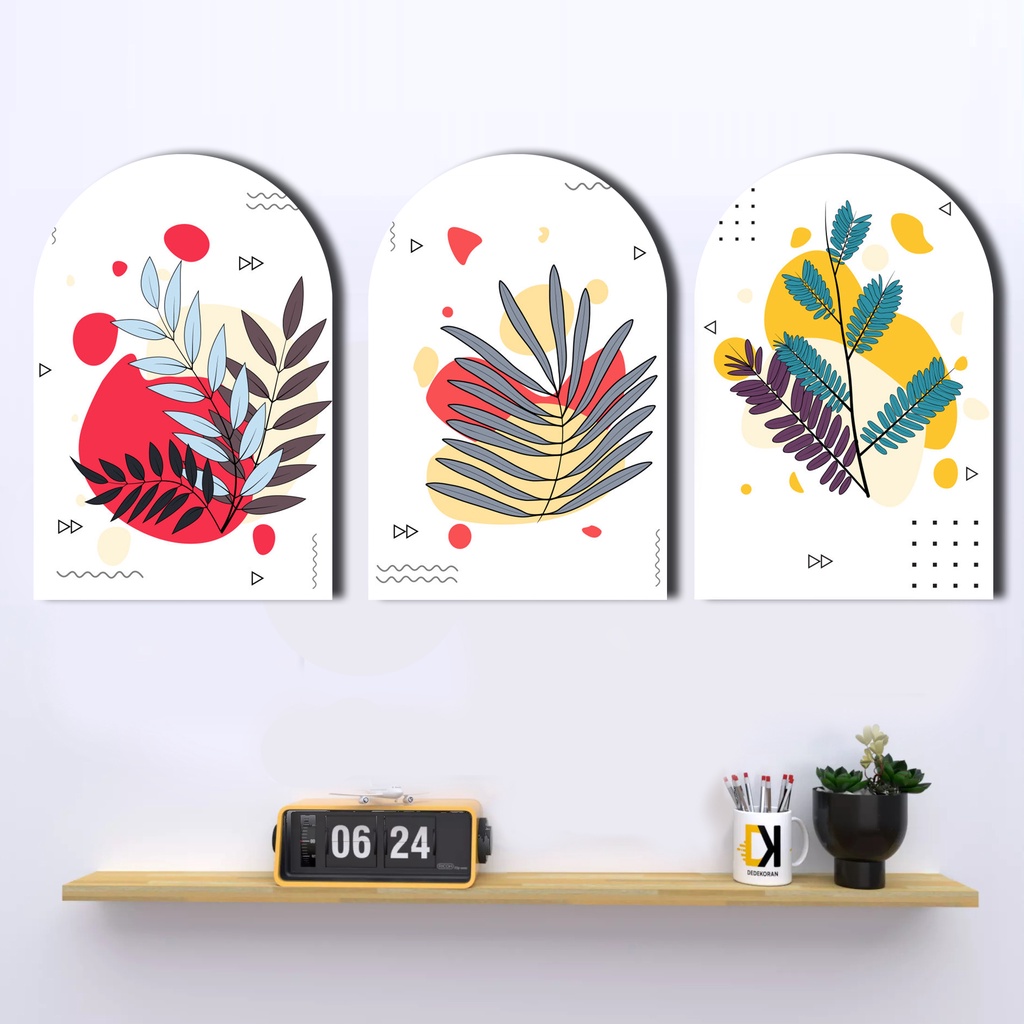 Hiasan Dinding Oval Square Abstract Flower Theme Raja.kpop
