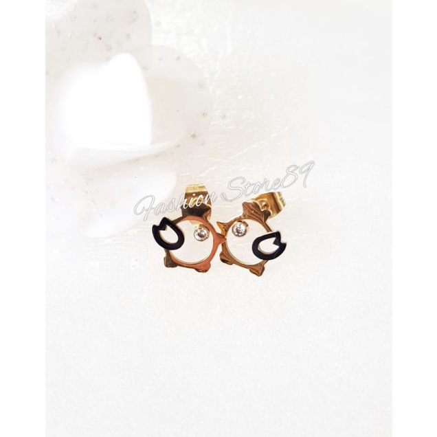 Anting Tusuk Chick Lucu Titanium Impor Edisi Terbatas Model Fashion Anting Tusuk Titanium Premium Antikarat