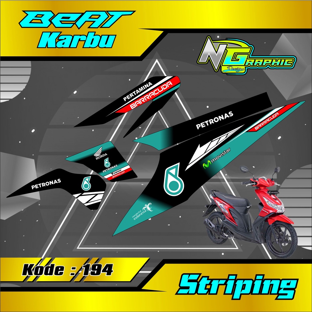 STRIPING SETIKER BEAT KARBU LAMA motif PETRONAS RACING INDONESIA PETRONAS STIKER SEMI FULL