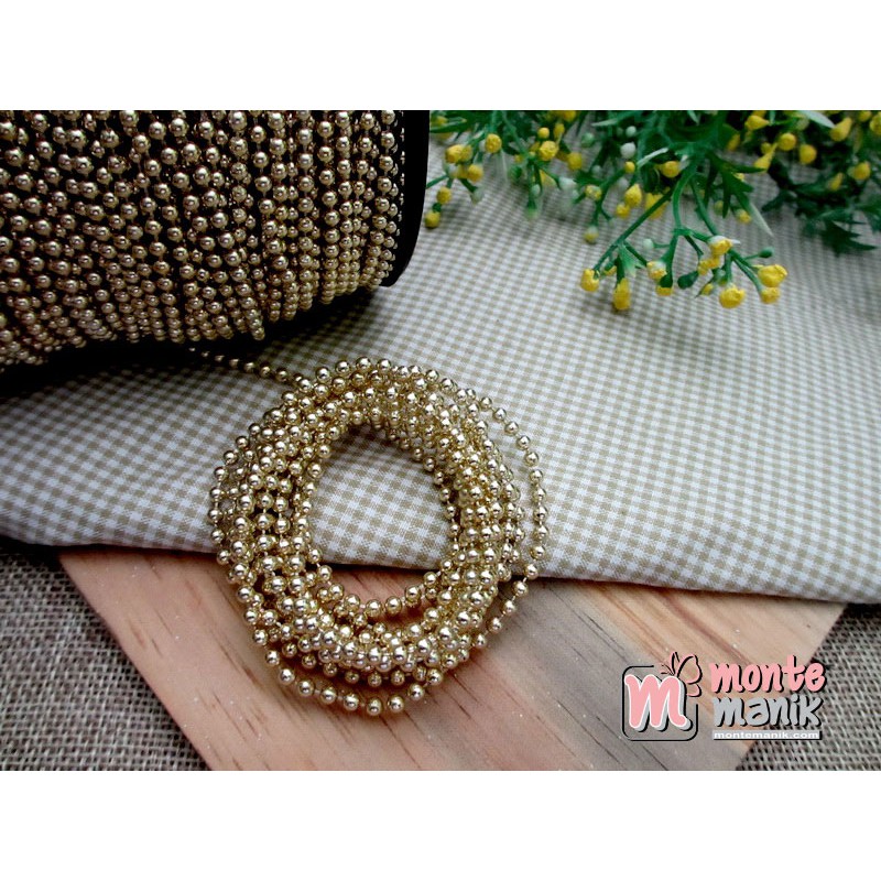 

3 Meter Mutiara Renteng 3 mm Gold (MTG-03) MonteManik Craft