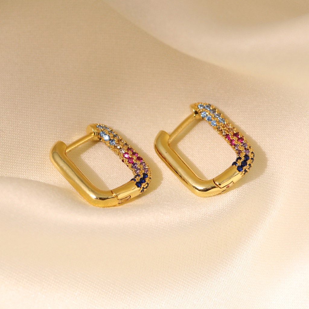Hu Hu Hu Hu Hu Alat Bantu Pasang Kacamata♡ Anting Hoop Bentuk U Geometris Persegi Panjang Untuk Wanita