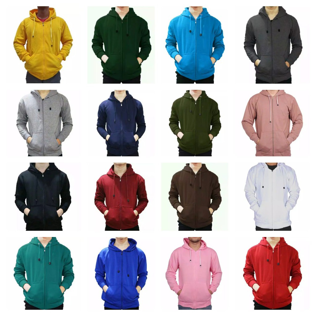 INDO - Jaket Hoodie Zipper Polos Pria Wanita