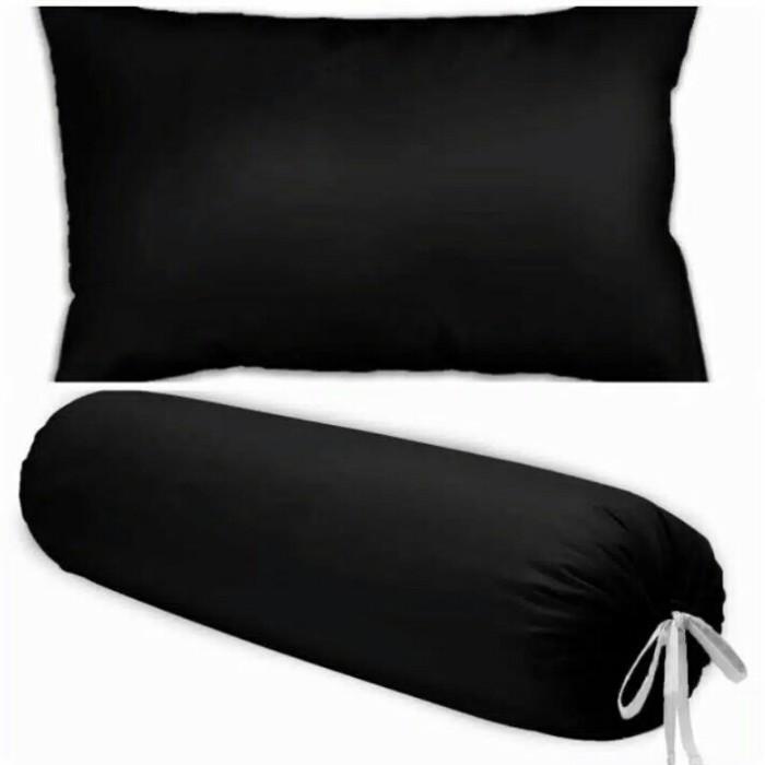 Sarung Bantal dan Guling Polos Hitam / Sarung Guling Sarung Bantal